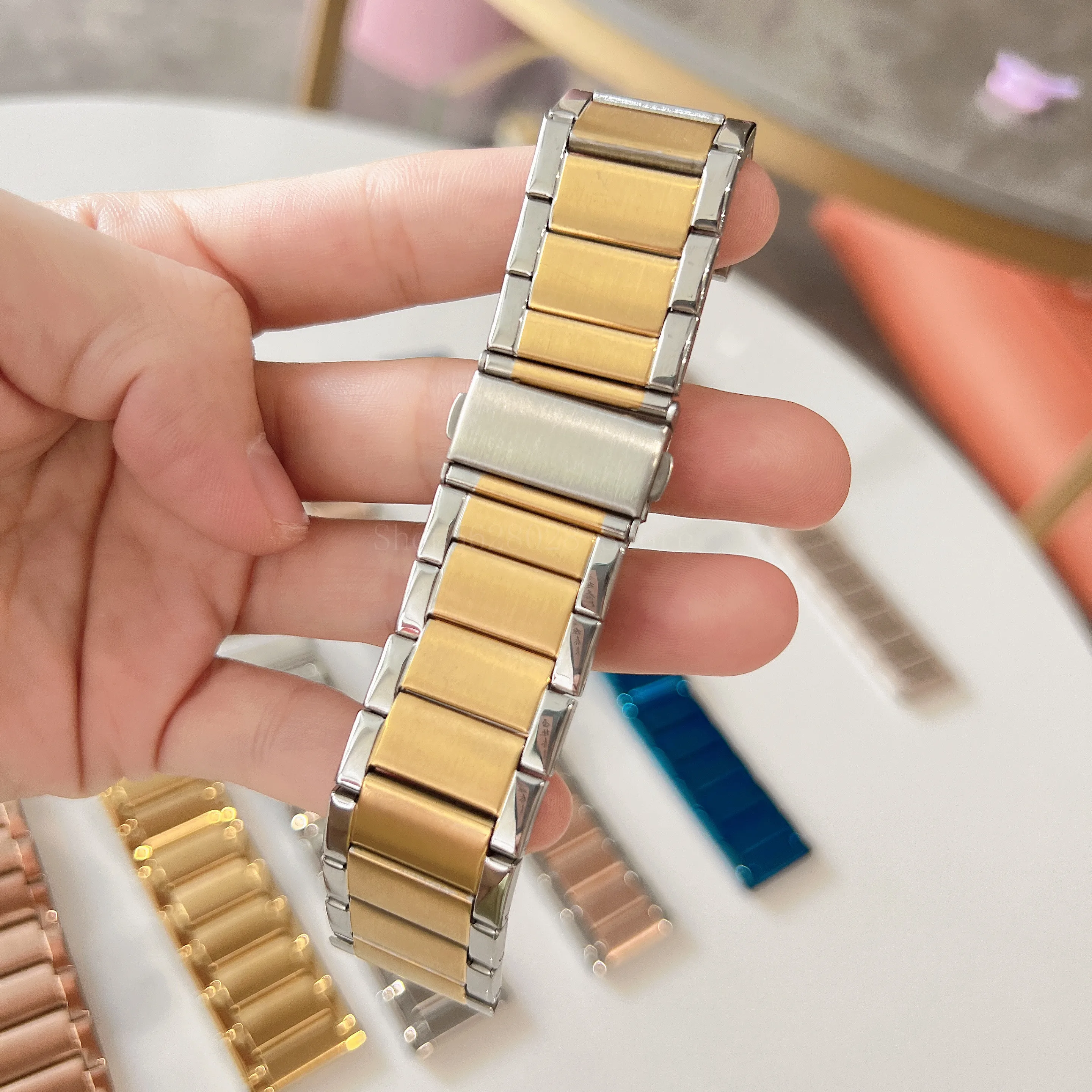 Strap For Apple watch Band 7 45mm 40mm 38mm 42mm 41 44 mm Accessorie starlight Metal bracelet for iWatch serie 7 4 5 6 se 3