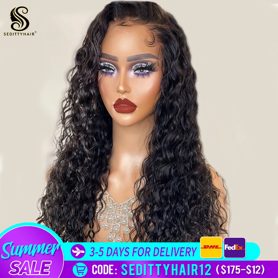 Sedittyhair 28 30 inches Deep wave Frontal Brazilian Wig deep curly 13x4.5 Lace Curly Lace Front Human Hair Wigs For Black Women