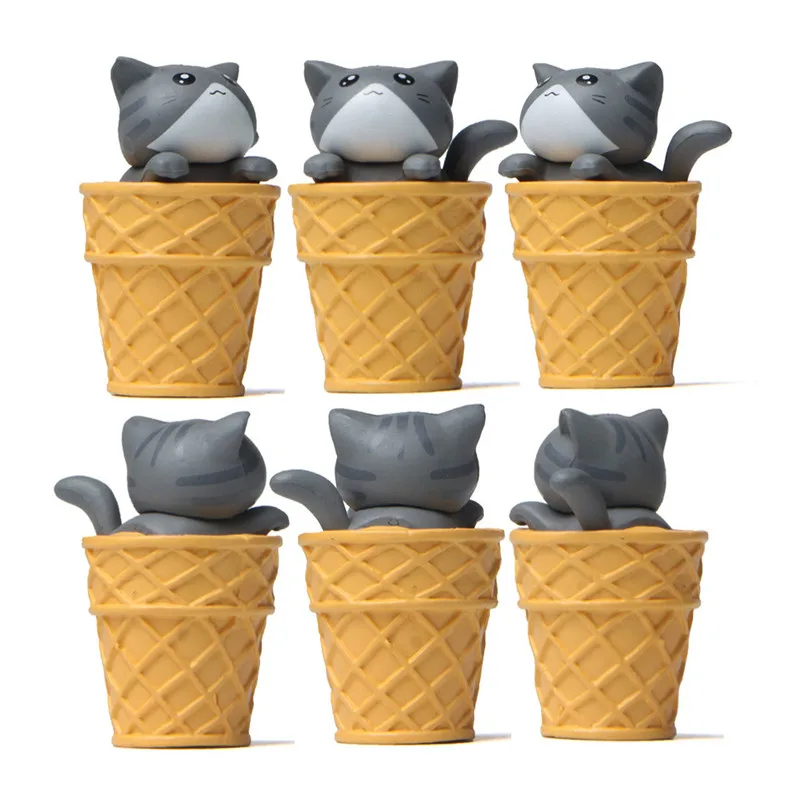 

3.5cm Food Series Cartoon Cute 4 Colors Ice Cream Cat Figure Toys Micro Landscape Ornament Desktop Accessories Children Gift