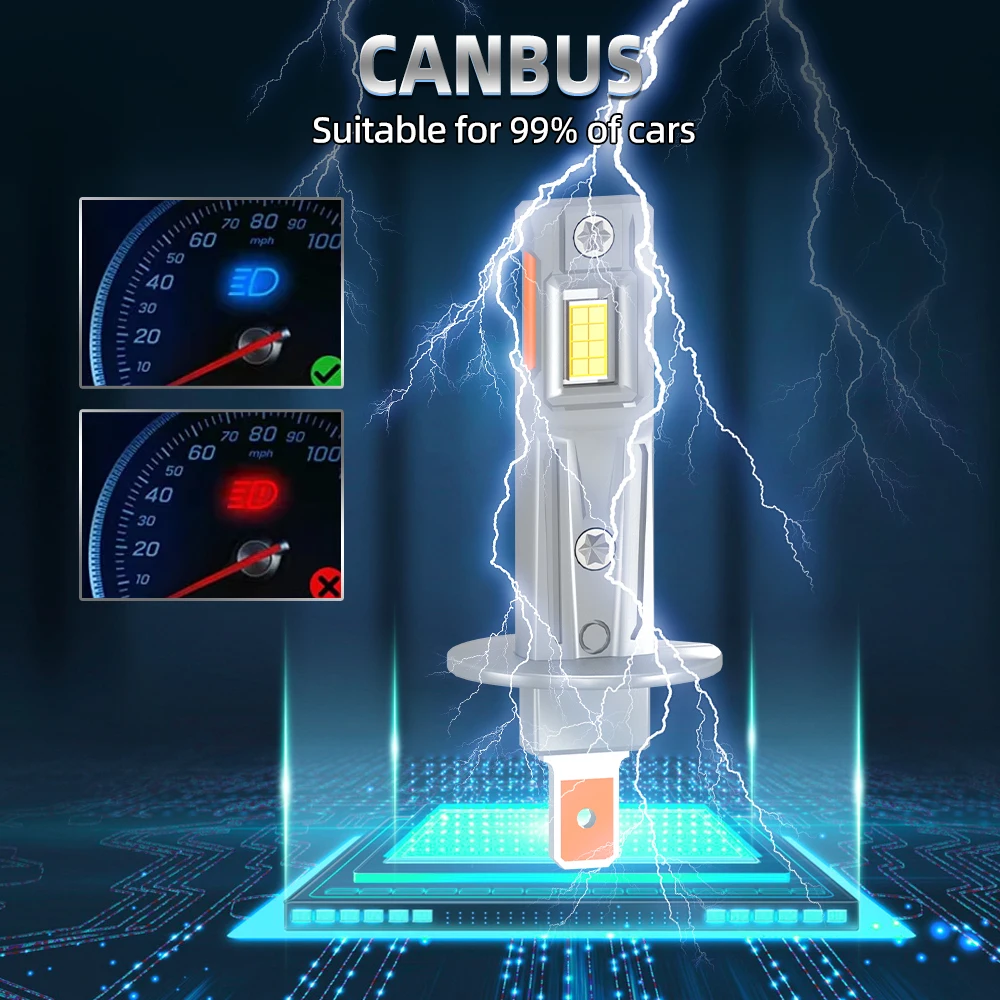 Фото H1 Светодиодные лампы для фар CANBUS Автомобильные фары 300 Вт 80000LM 6000K H7 H4 9005 HB3 9006 HB4 Мини-автомобильные фары ‌   Противотуманные фары 12 В без вентилятора №5