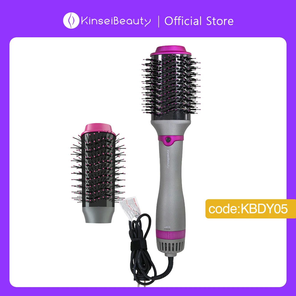 

1200W Hair Dryer Hot Air Brush Styler Replaceable Head Straightener Curler Comb Roller One Step Electric Ion Blow Dryer Brush