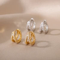 2022 love heart pendant key earing for women cubic zirconia stainless steel gold color lover earrings women couple jewelry gift