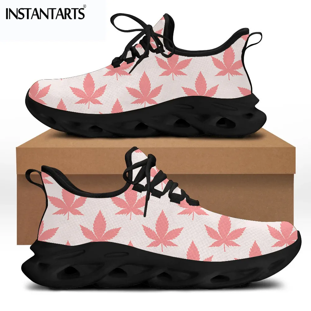 

INSTANTARTS Maple Leaf Prints Women's Comfortable Sneakers Summer/Autumn Concise Fashion Leisure Non-slip Soft Flat Sports Shoes