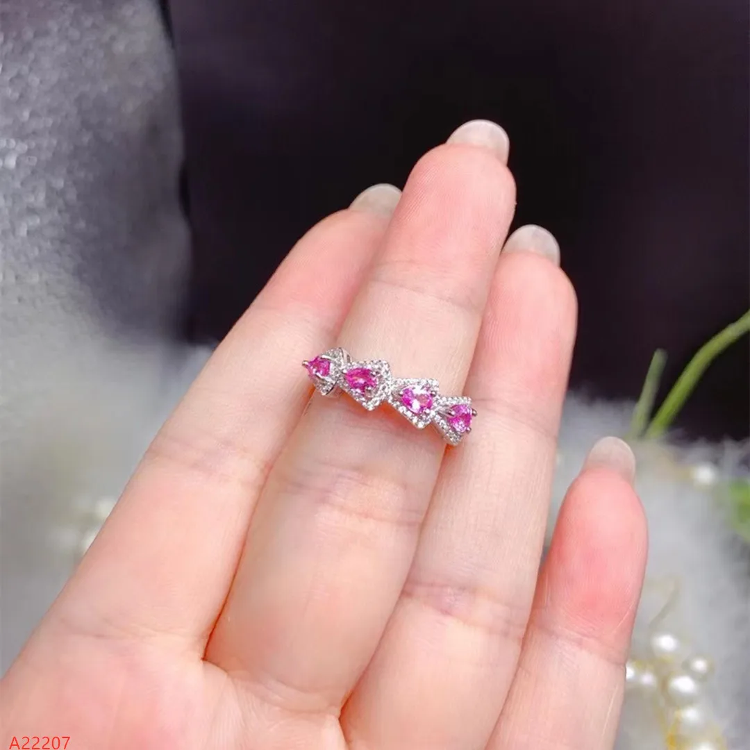 

100% Natural Jewelry 925 Sterling Silver Women's Pink Sapphire Ring Party Birthday Got Engaged Marry Gift New Year Valentine's