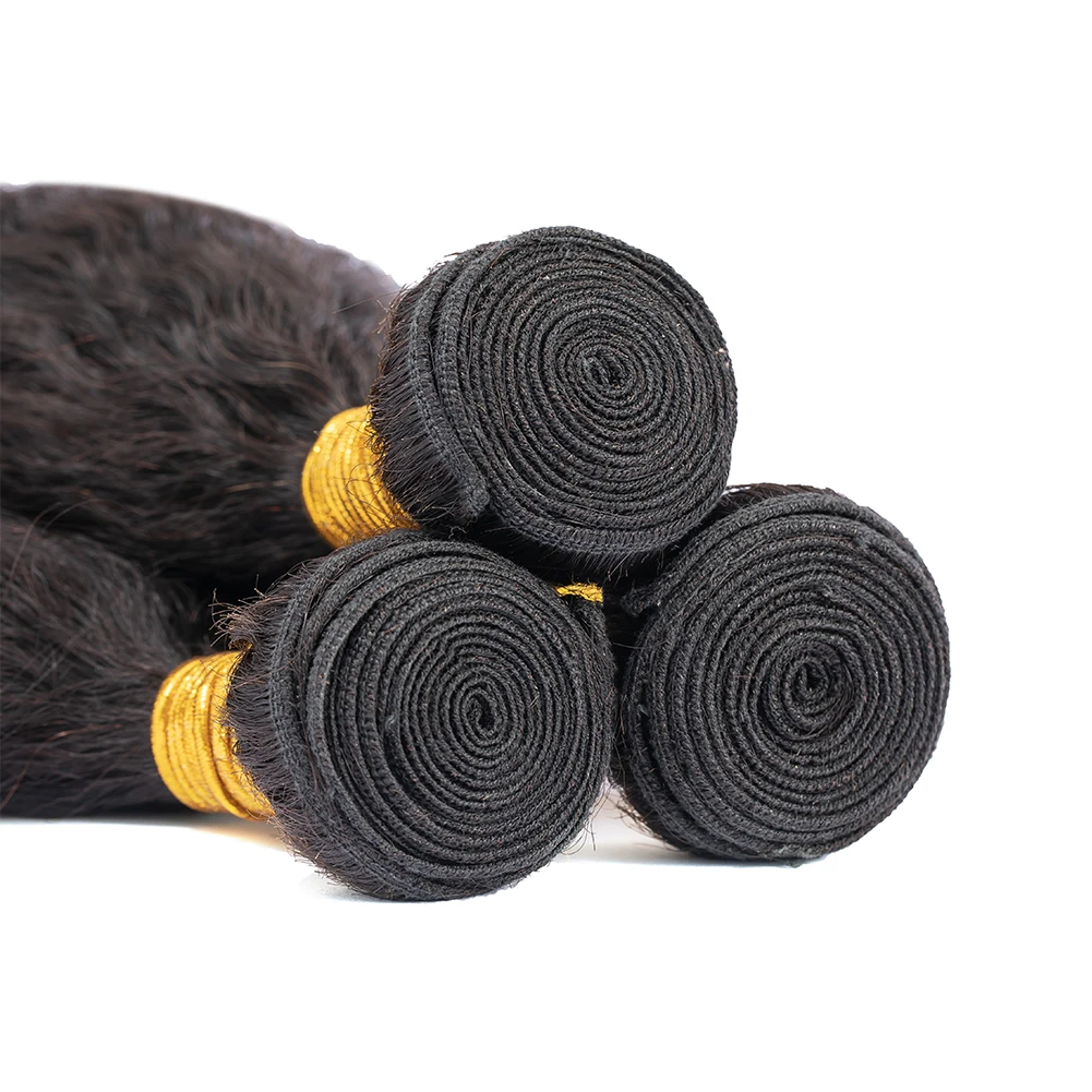 Peruvian Hair 10A Kinky Straight Bundles Brazilian Remy Hair Extensions Unprocessed 100% Human Hair Bundles for Women No Tangle