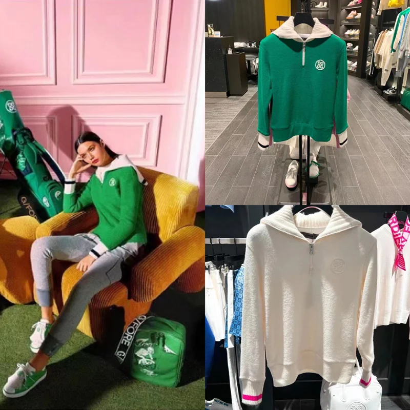 

College Style Aging And Thickened Sweater Fabric Golf Suit Women's Suit Slimming Temperament, Versatile Korean Version Of Golf