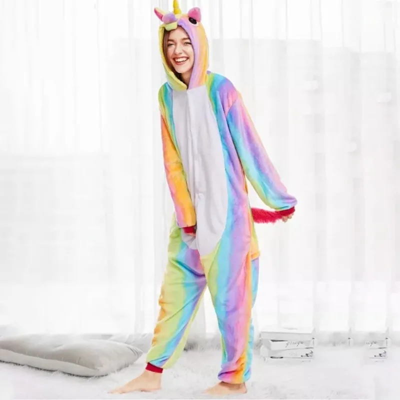 Family Kigurumi Pajamas Rainbow Unicorn Animal Onesie Cosplay Costume Pajamas For Kids and Adults