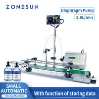 zonesun tabletop automatic low viscosity liquid filling machine juice water bottles filler with conveyor belt
