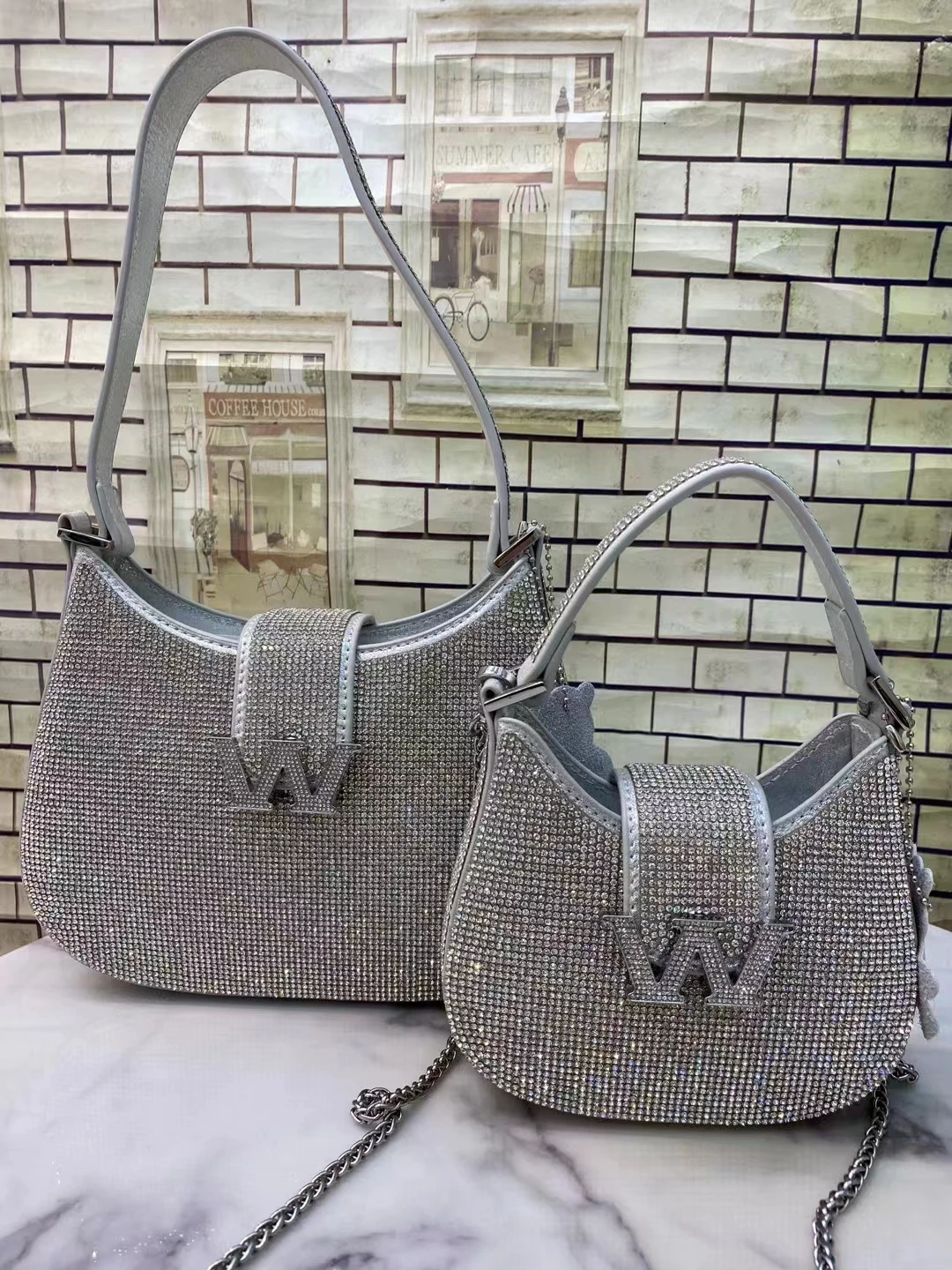 2023 Bling Rhinestone Party Purse Famous Luxury Half Moon Quality Evening Bags For Women