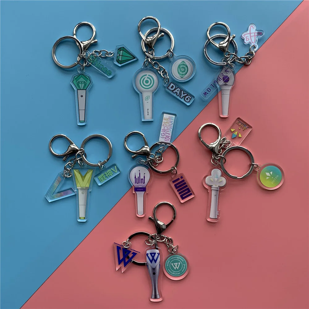 KPOP Lightstick Keychain G(I)DLE WAYV DAY6 EVERGLOW SHINEE WINNER Acrylic Transparent Pendant Fans Collection