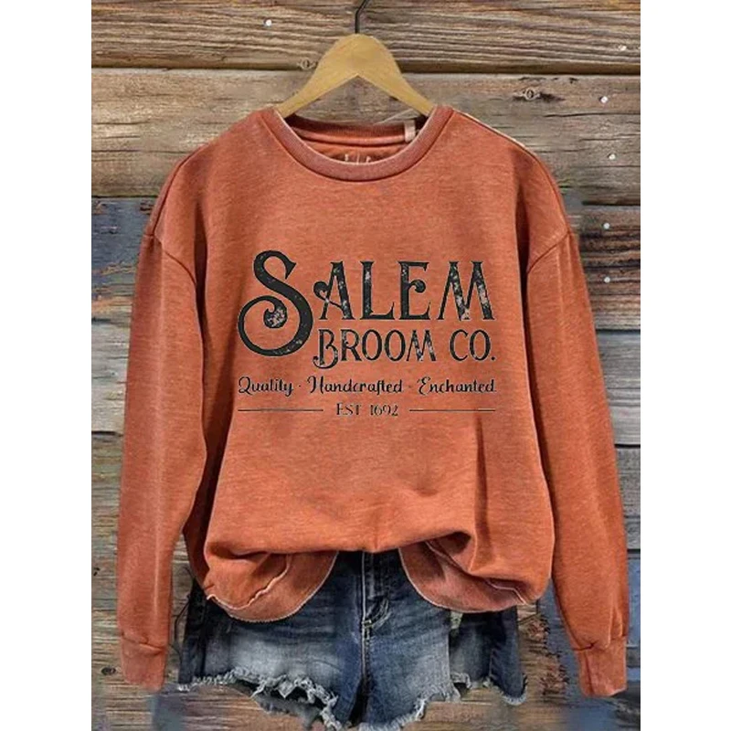 

Women's Salem Broom Co 1692 Halloween Crewneck Long Sleeve Sweatshirt
