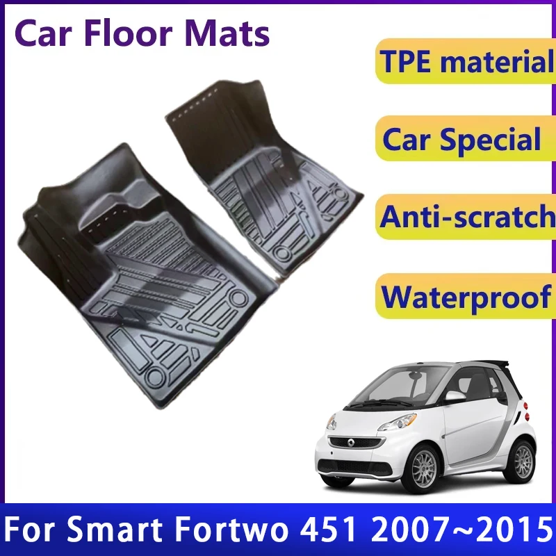 

Автомобильные коврики для Smart Fortwo 451 2007 ~ 2015 2-местные водонепроницаемые подушечки, легкий ковер для рук, коврик для ног, автоаксессуары