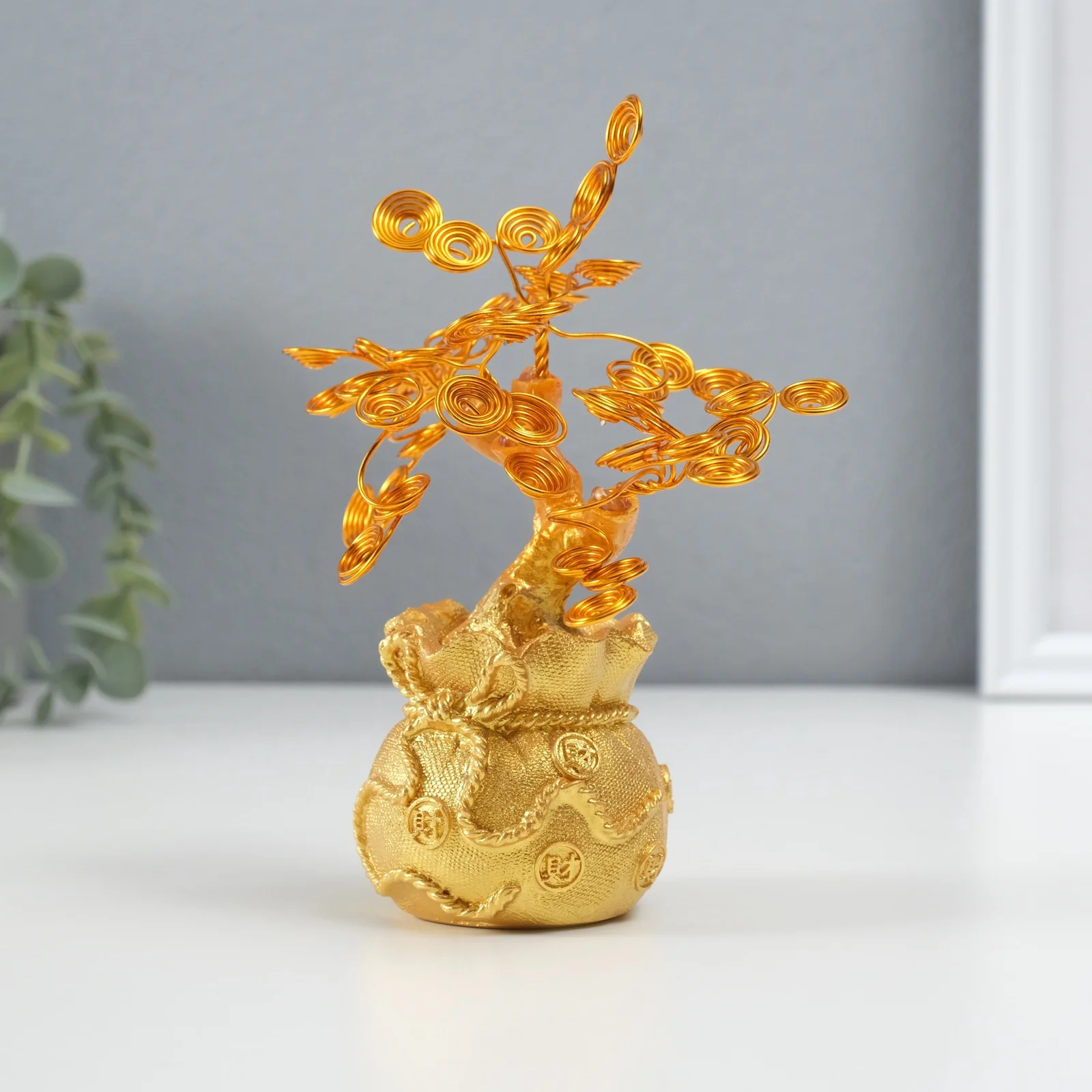 Сувенир полистоун металл 'Дерево жизни в мешке' 6х17х17 см (комплект из 3 шт)