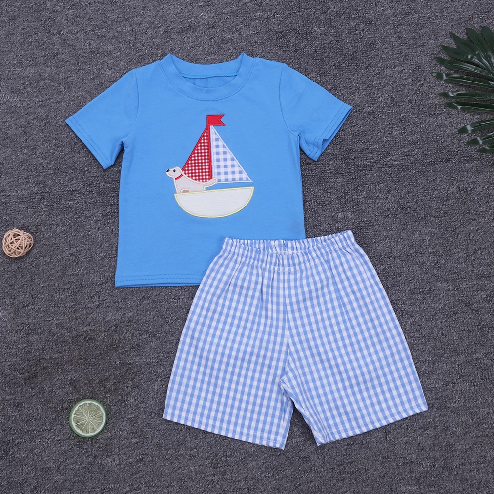 

2PCS Outfits Summer Newborn Baby Boy Clothes sailboat Print T-Shirt Shorts Summer Baby Girls Casual Clothes Kids Sport Set