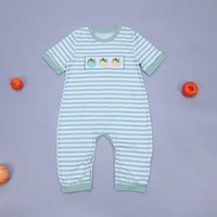 actively pure cotton baby boy romper three pumpkin embroidered green striped short sleeve trousers childrens casual jumpsuit