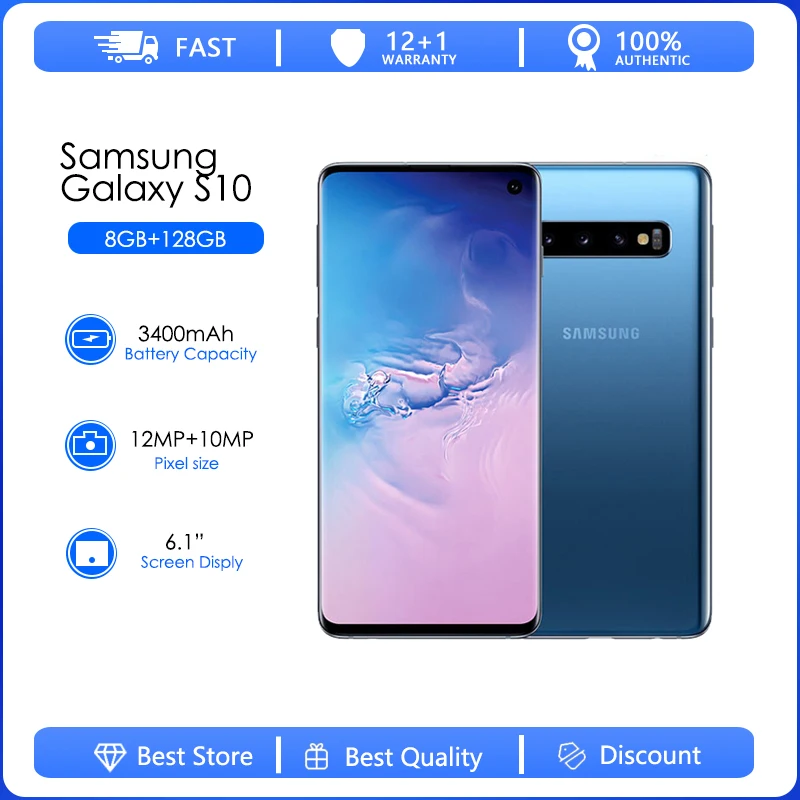 Восстановленный разблокированный оригинальный телефон Samsung Galaxy S10 G973F G973U G973W, Восьмиядерный, 6,1 Дюймов, 10 МП, 4G, Wi-Fi, GPS, европейская версия Восстановленный разблокированный оригинальный телефон Samsung Galaxy S10 G973F G973U G973W, Восьмиядерный, 6,1 Дюймов, 10 МП, 4G, Wi-Fi, GPS, европейская версия