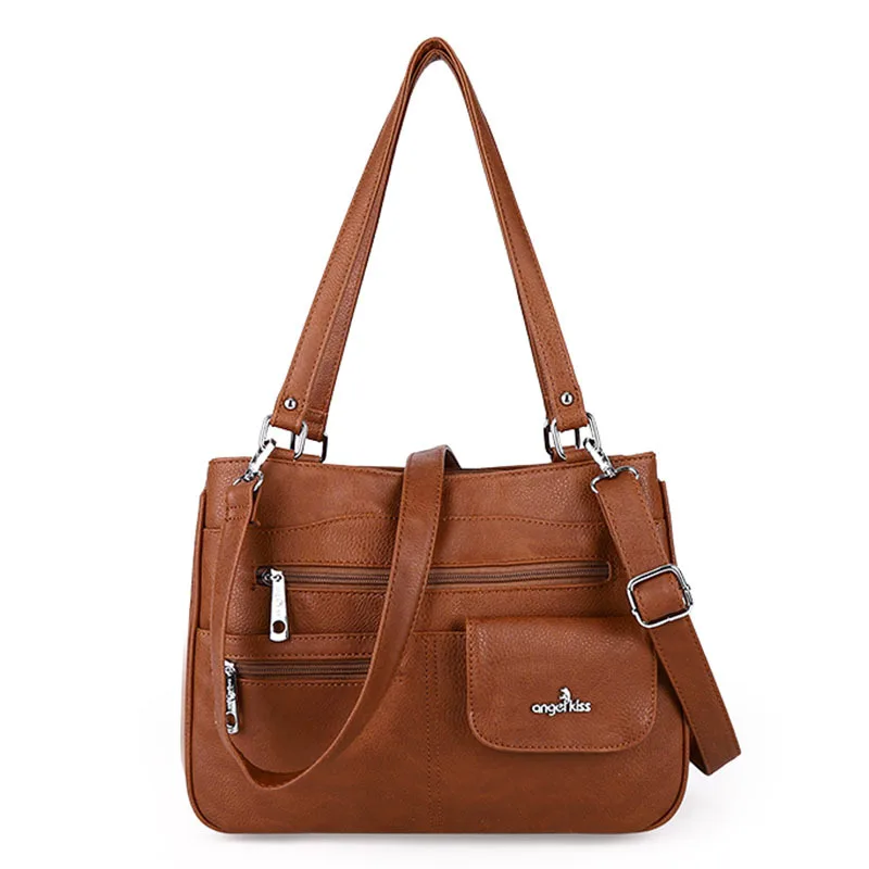 

Angelkiss Brand 2022 New Arrival Vintage Washed Women Handbag PU Leather Shoulder Bag Messenger Bag In Soft Material