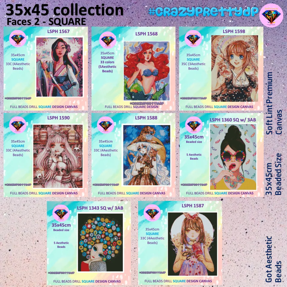 Crazyprettydp алмазная живопись лучший DP 35x45 см квадратные лица из смолы 2 стразы декор