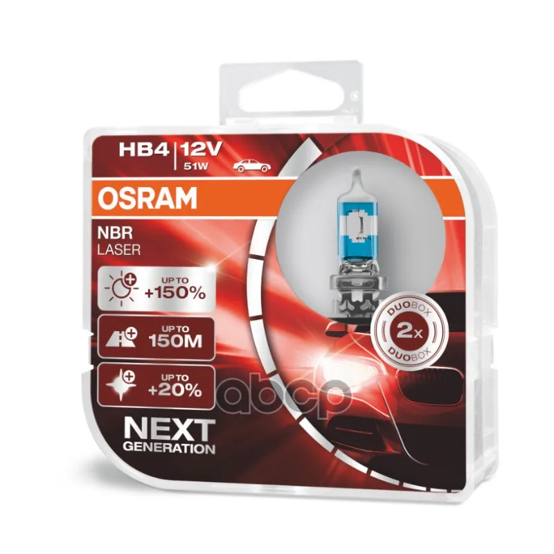Комплект Ламп Hb4 12v 51w P22d Night Breaker Laser +150% Больше Света 2шт.(1к-Т) Лампа Галогенная Hb4 12v 51w P22d Osram арт....