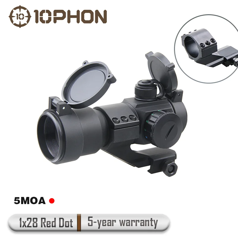 

10PHON 1x28 Red Dot Sight Collimator Sight Hunting Scope for AR .223 7.62 21mm Picatinny Professional Sniper Optics Sight