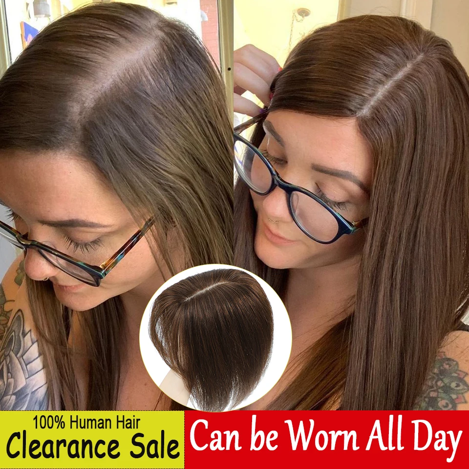 Dazzeal Topper заколки для наращивания волос 10x12 см кружевной шиньон с челкой