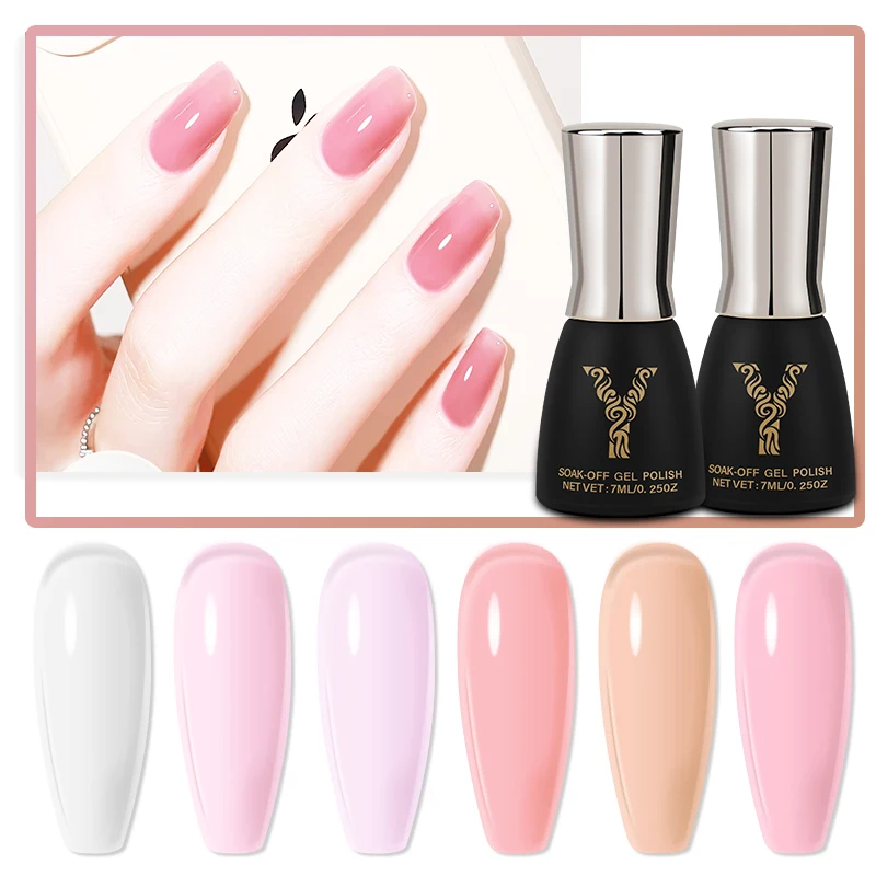 Одноцветный Гель-лак для ногтей YOKE 6 цветов/набор 7 мл Прозрачный желеобразный