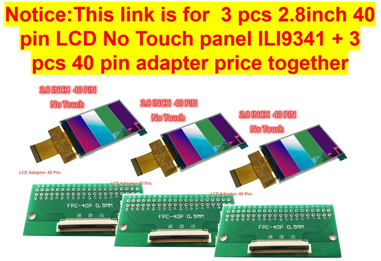 3 шт. 2 8 дюйма 40-контактный ЖК-дисплей + 40 p адаптер TFT tp разъем MCU I8080 8/16 бит SPI 3/4