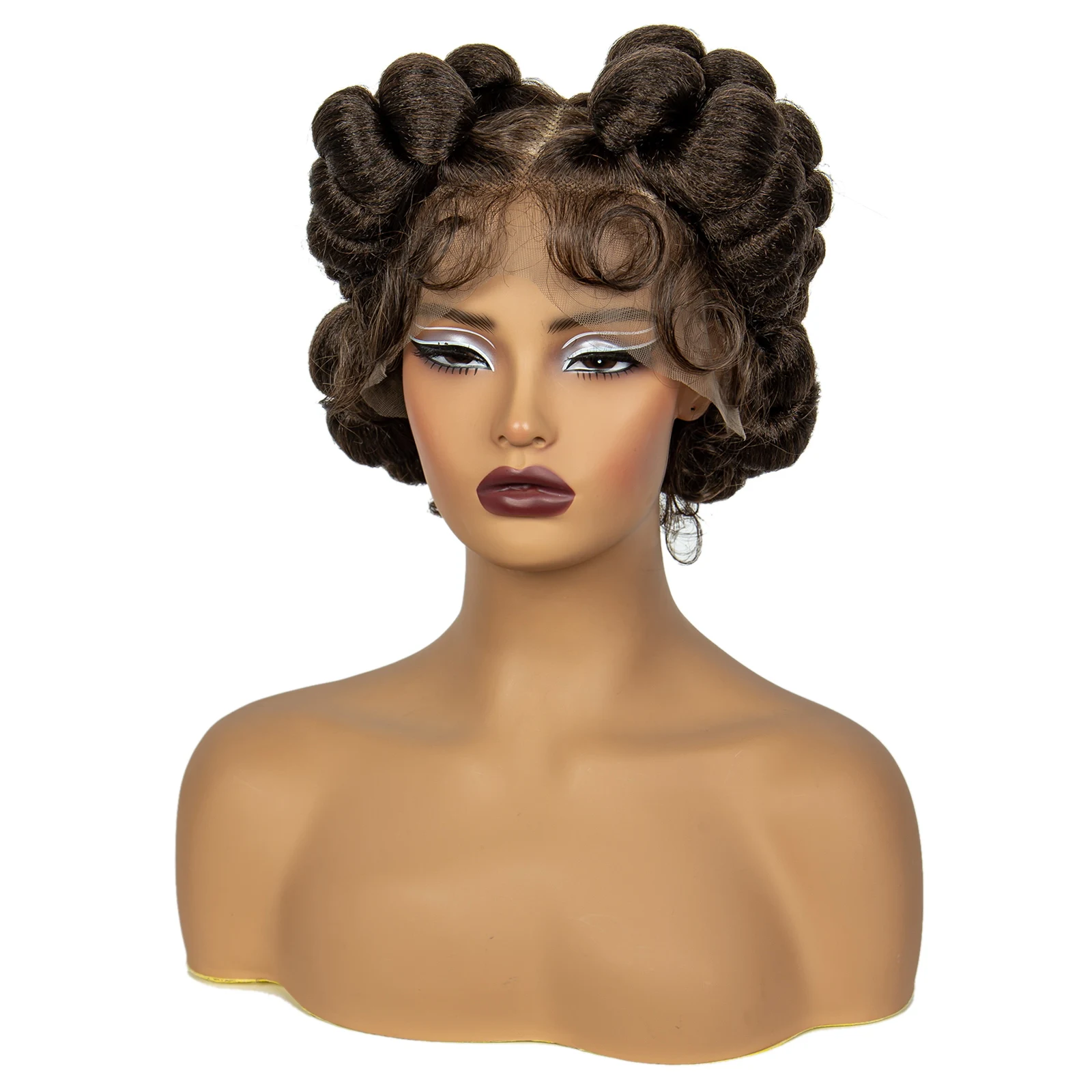 Парик ручной работы 1B-30 с эффектом омбре коричневая плетеная фототкань коротким