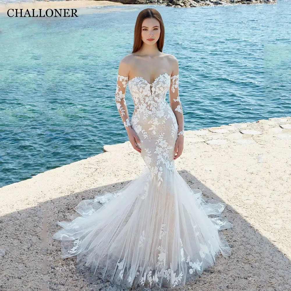 

Challoner Luxury Sweetheart Mermaid Wedding Dress Beach Lace Applique Backless Trumpet Bridal Gown Sweep Train Vestido De Novia