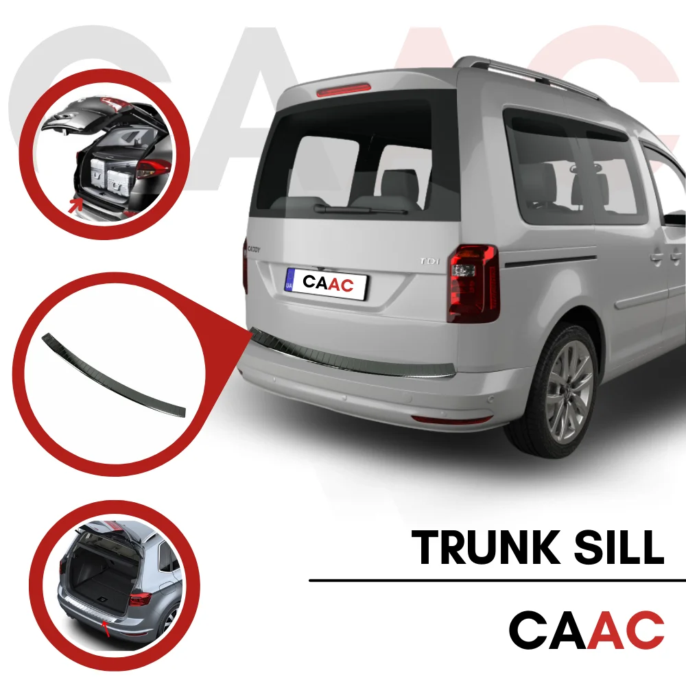 

Для VW CADDY 4 MINI VAN 2015-2019 темно-черный хромированный защитный задний бампер Защита порога багажа из нержавеющей стали