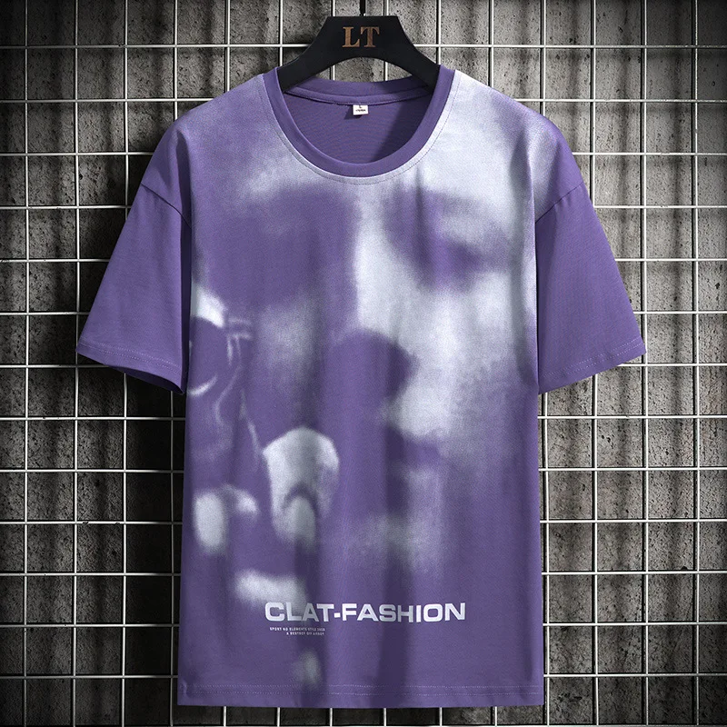 

Japanese summer short sleeve retro large collar short sleeve tie-dye printed T-shirt loose large thin shirt