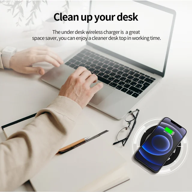 KPON Invisible Wireless Charger Hidden Long Distance Wireless Phone Charger Under Desk QI 10W Furniture Wireless Charging Pad 2