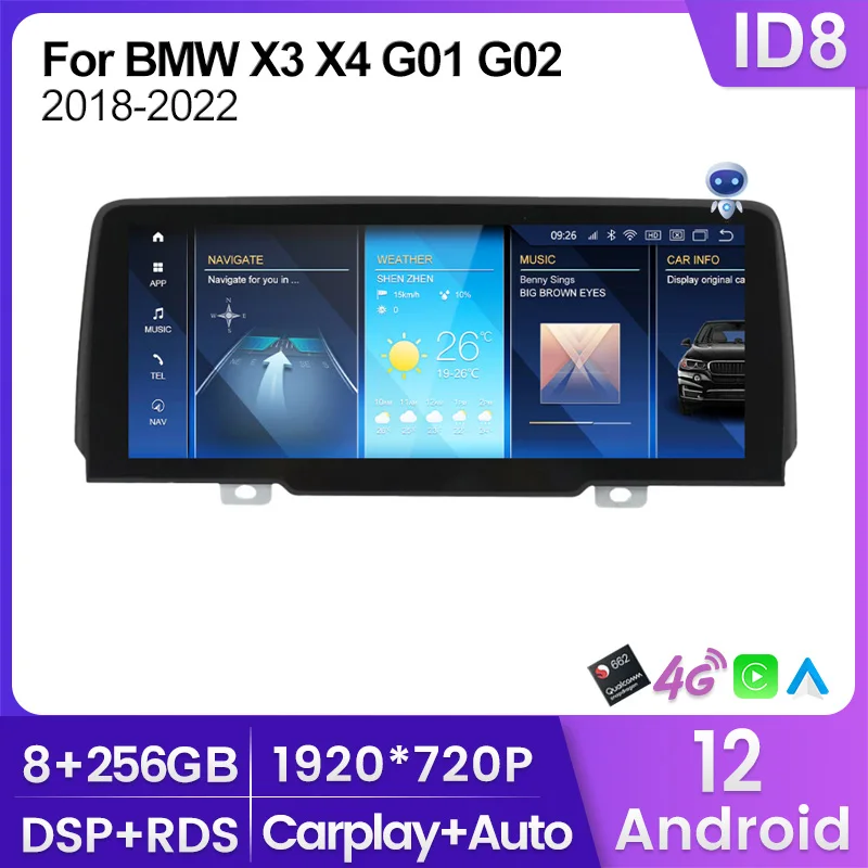 

10.25'' ID8 Car Radio Android All In One For BMW X3 G01 X4 G02 2018 - 2022 Carplay Auto WIFI BT Ai Voice Car Multimedia Player
