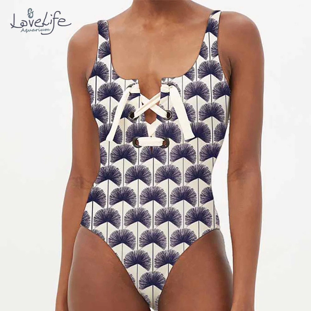 

Blue Vintage Tankini With Cover Up Women Swimming Suits Single Piece Micro Monokini Sexy Surf Wear Skirt Protection Print Floral