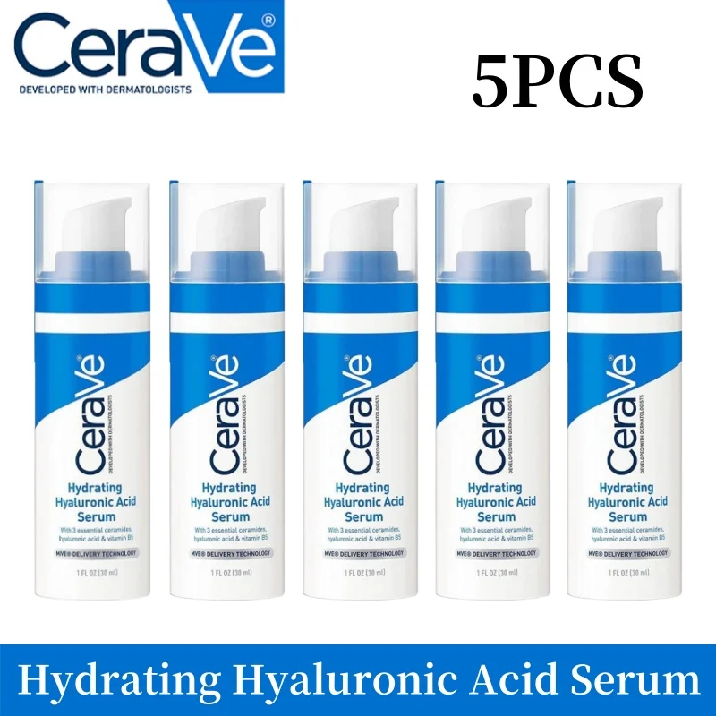 

5PCS CeraVe Hydrating Hyaluronic Acid Serum 30ml Vitamin B5 and Ceramide Deep Moisturizing Nourishing Brightening For Dry Skin