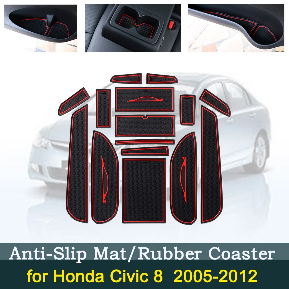 

Anti-Slip Dirty Dust Gate Mats Cup Groove Pads for Honda Civic 8th Gen 2005 2006 2007 2008 2009 2010 2011 2012 Car Accessories
