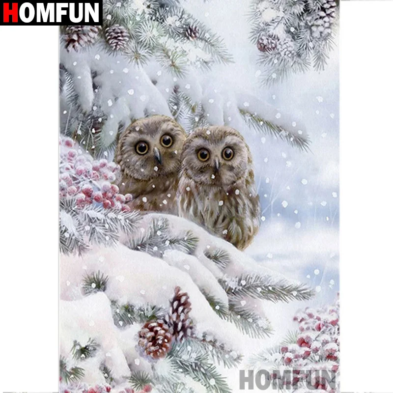 

Алмазная 5D картина «Сова снег» HOMFUN, картина Стразы с полным заполнением, вышивка крестиком, декор «сделай сам»