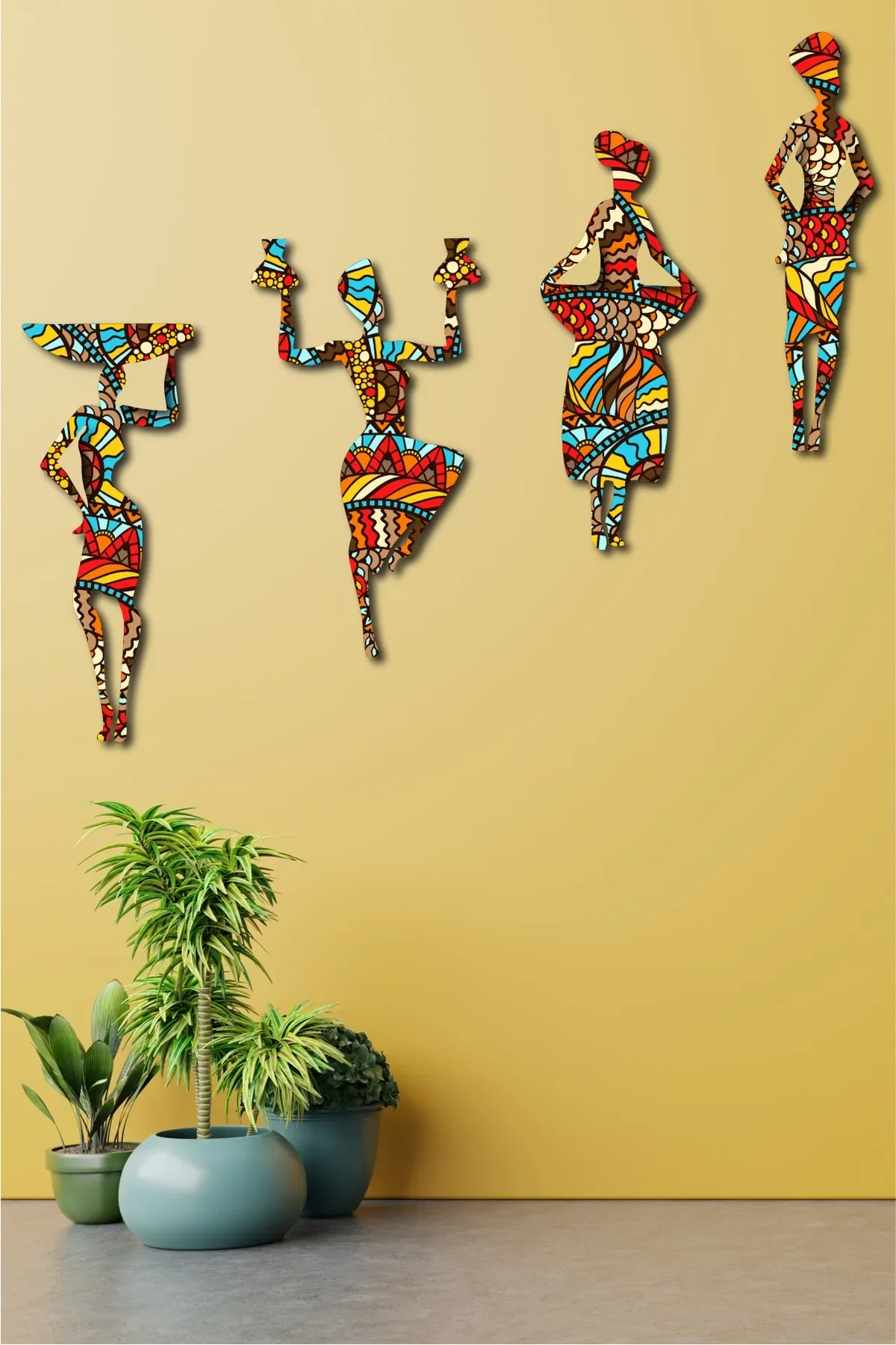 

Home and Garden Decor Conceptione 5 Pieces African Ethnic Women and 4 Pieces African Women Ethnic Patterns Digital Print Mdf