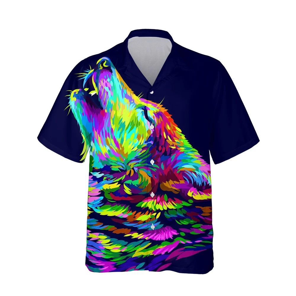 

New 3D Howling Wolf Animal Pattern Mens Trend Personality Hawaiian Shirt 3d Fashion Cool Style Men Summer Casual Oversized Tops