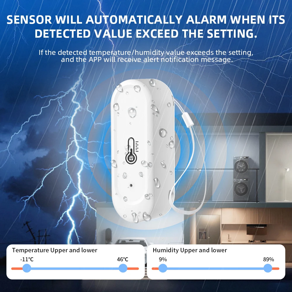 Фото Датчики температуры и влажности IP65 Tuya Zigbee/WiFi, водонепроницаемые, для умного дома, наружные/внутренние, с поддержкой Alexa и Google Assistant №5