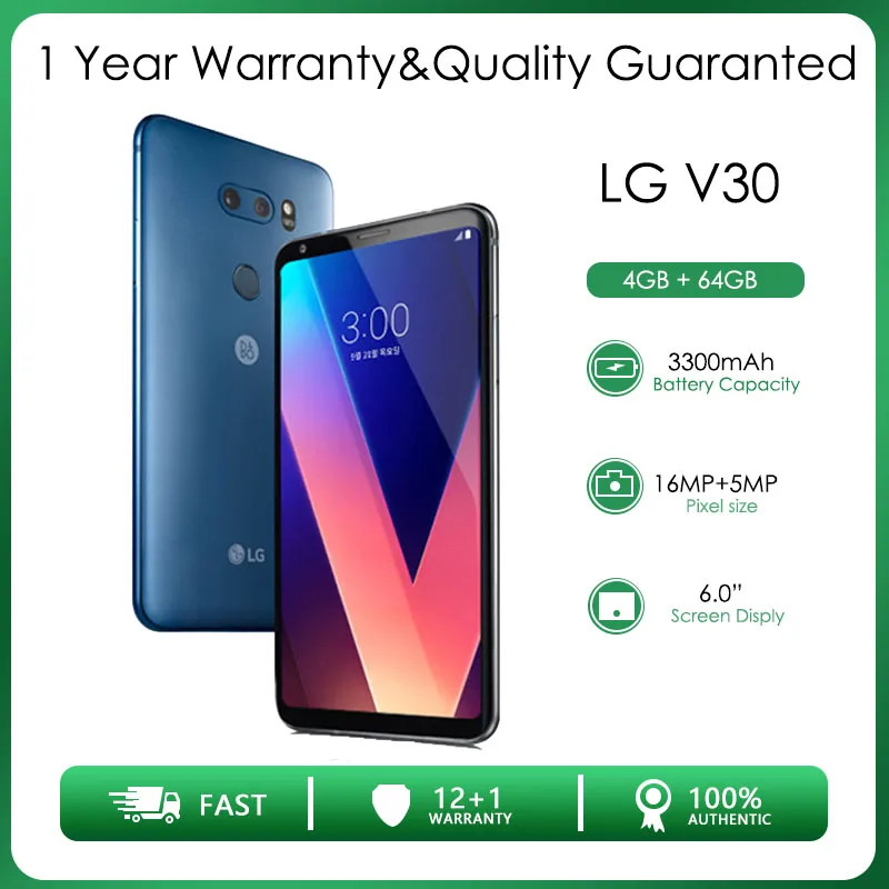 Оригинальный разблокированный сотовый телефон LG V30 H930 (Европа) с одной Sim-картой 4