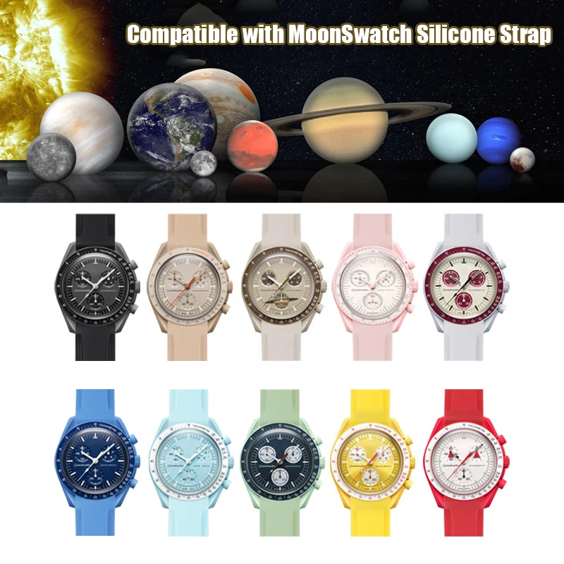20mm Curved Interface Rubber Strap Compatible with Omega X S-watch Joint MoonSwatch Men Women Waterproof Sports Watch Accessorie