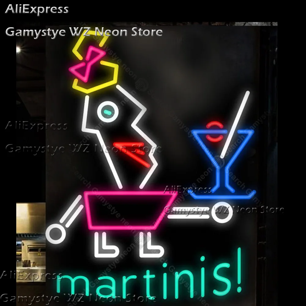 

Настоящее неоновое Стекло светильник martinis Bar Sign Plates Wall Decor Retro Vintage Neon Sign For Home Club