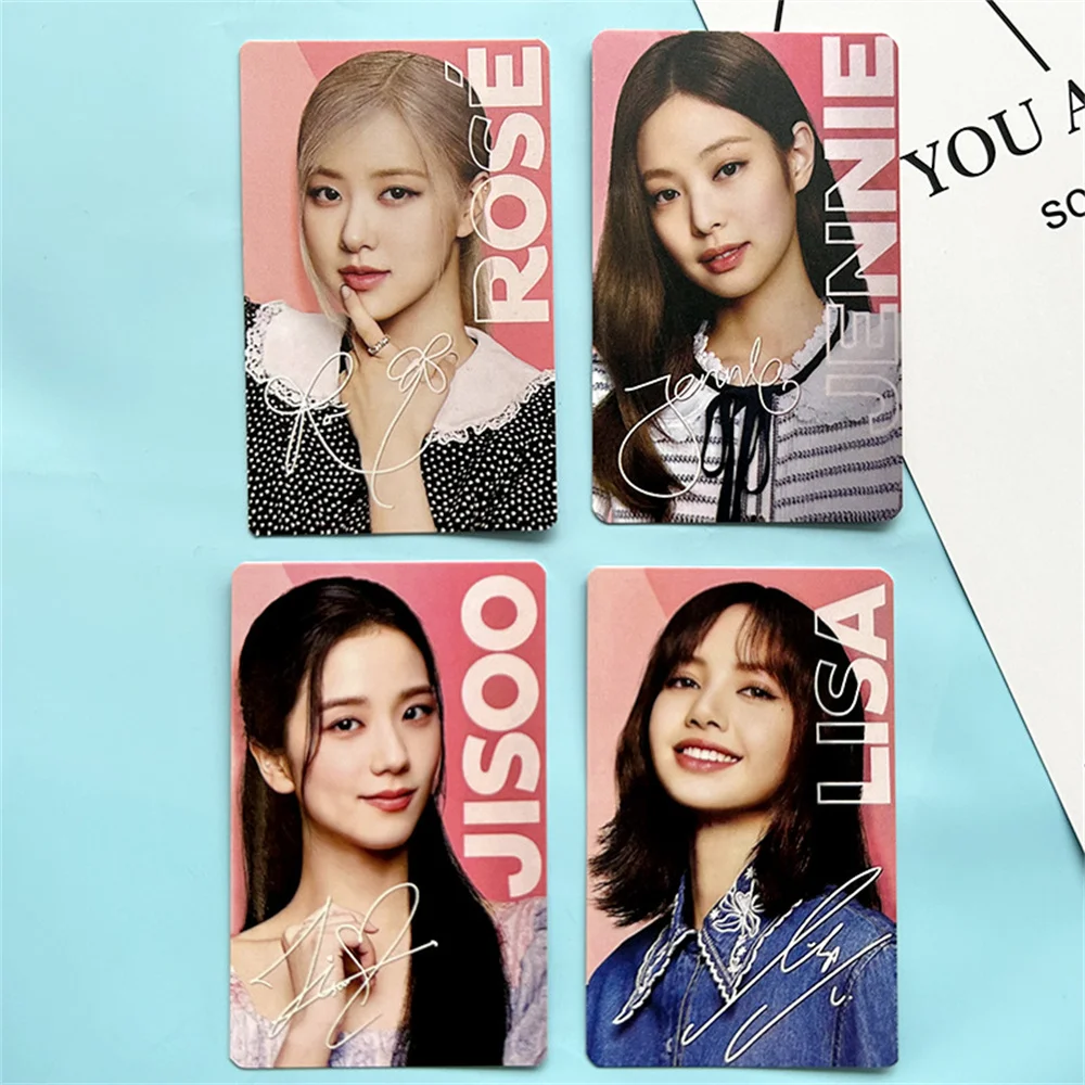 

Kpop 4pcs Photocard Jennie Lisa Rose Jisoo LOMO Card High Quality Double Sided Photo Cards Gift Fans Collection