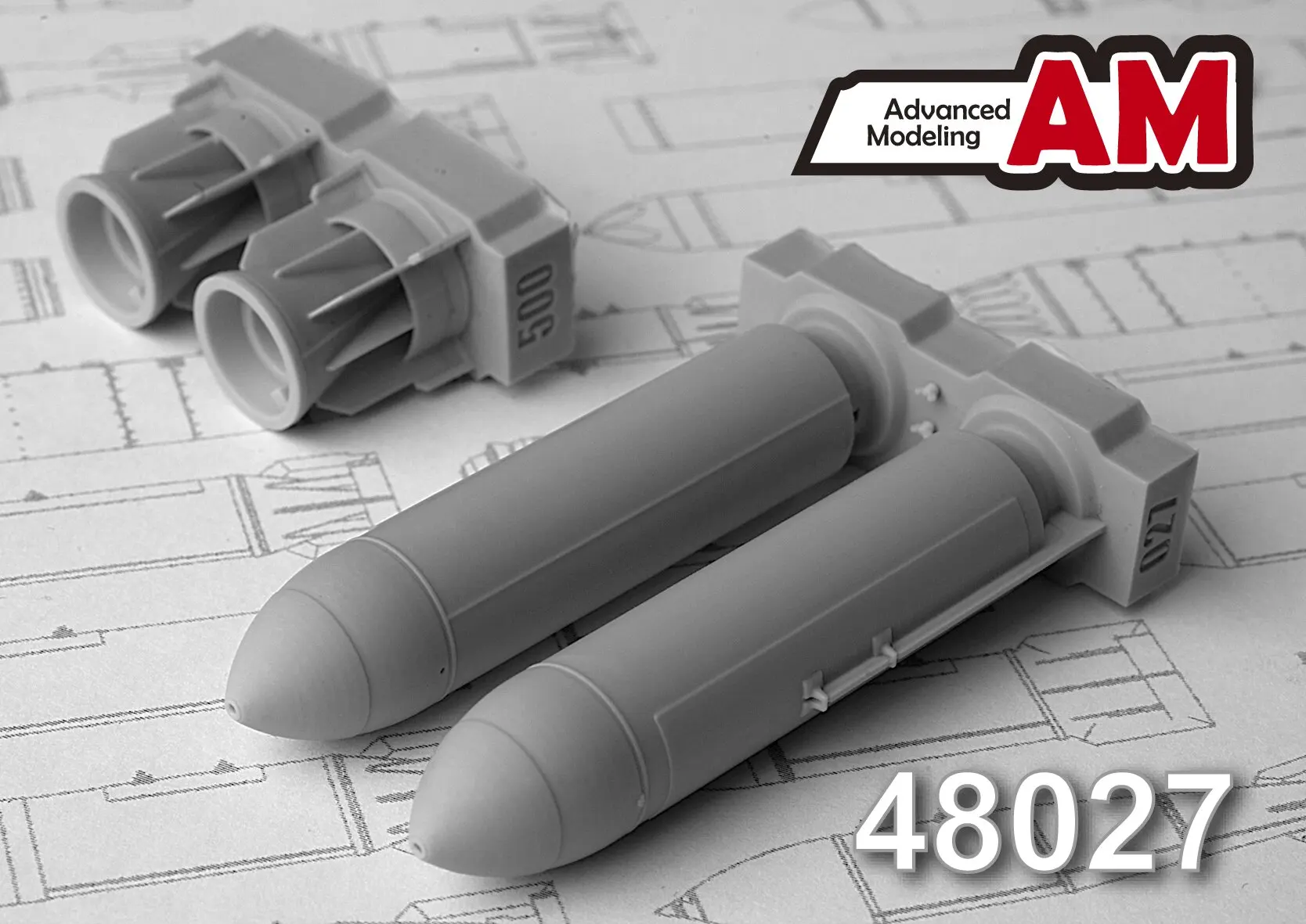 Advanced Modeling AMC48027 РБК-500 АО-2 5 РТМ (2шт.) /разовая бомбовая кассета калибра 500кг./ 1/48 |