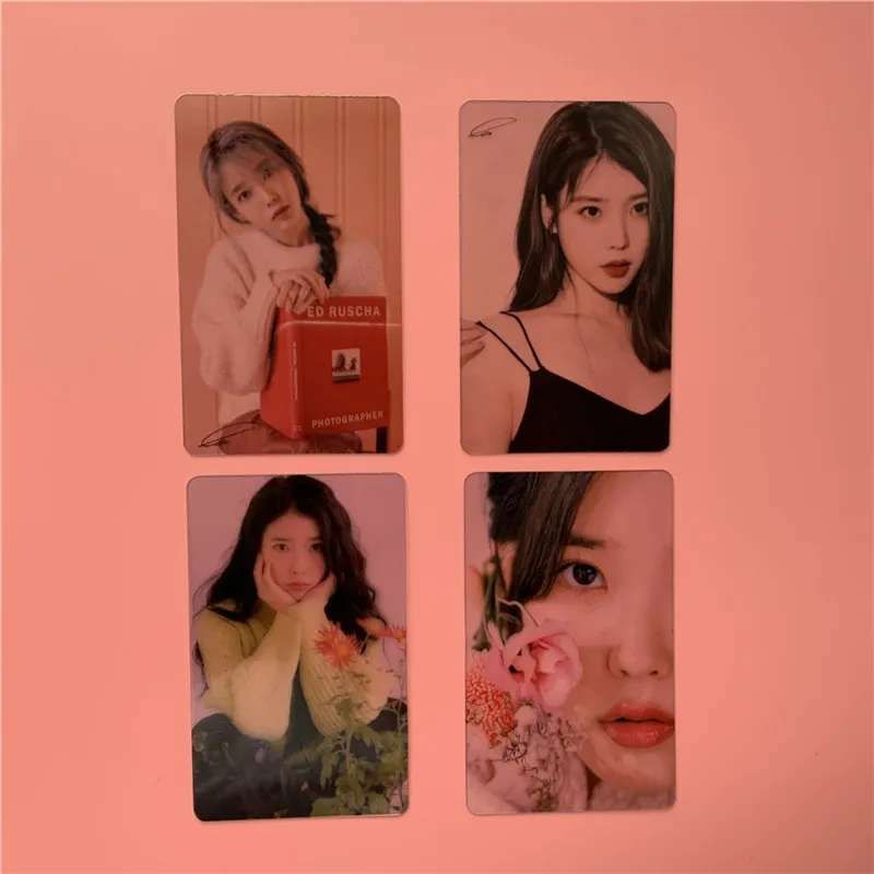 

4pcs/set KPOP IU EIGHT PVC Transparent Photocard LOMO Card Postcard Lee Ji Eun Fans Collection Gift