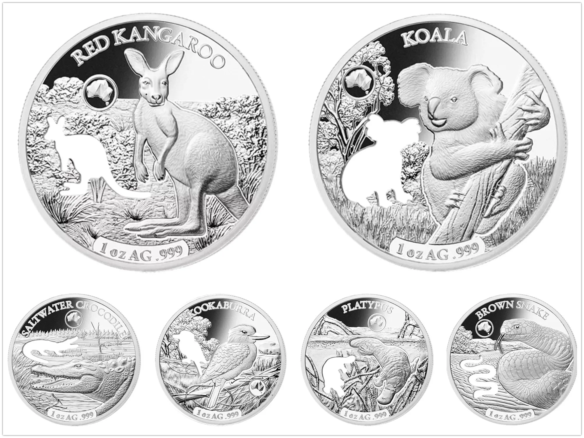 

Серебряные монеты с животными Австралии 2019 года