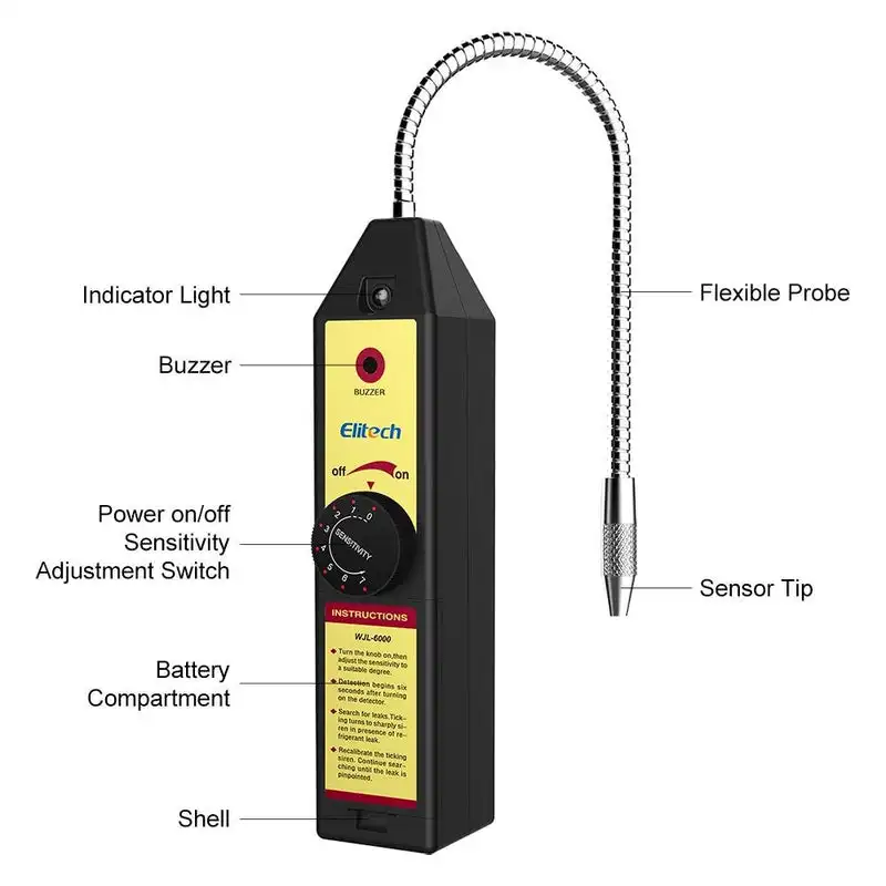 

High Accuracy Gas Analyzer Air Conditioning Halogen Refrigerant Leak Detector WJL-6000 Tester for R22 CFCs HCFC