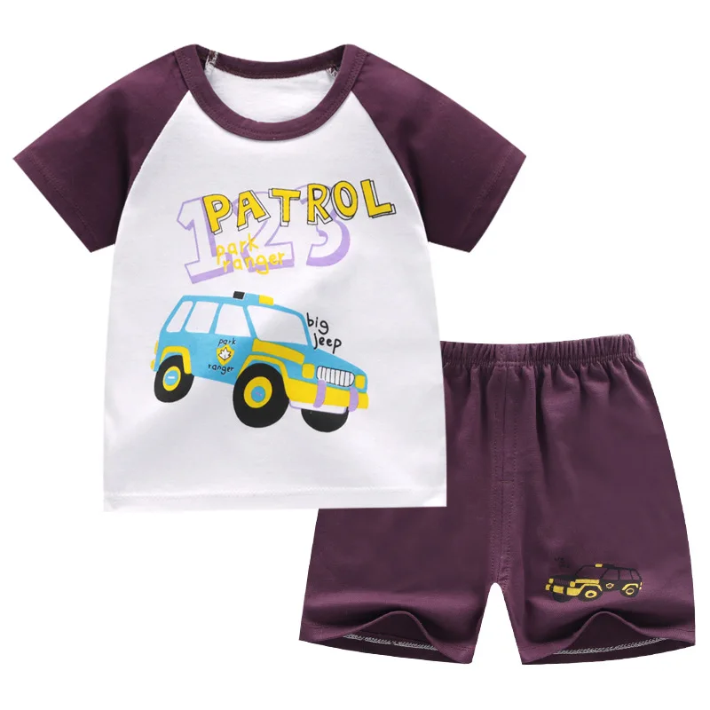 

ZWY1837 Baby Boys Girls Clothes Suits Summer Children T-Shirts Shorts Pants Print Beach Kids Outfits Sport Suit