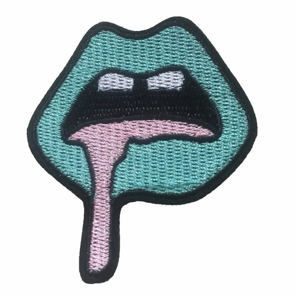 

5Pcs/lot BLUE lIPS Gilr's Patch for Clothing DIY Sewing Decoration Iron on Embroidered Patches Fashion Embroidery Appliques